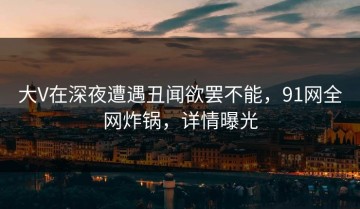 大V在深夜遭遇丑闻欲罢不能，91网全网炸锅，详情曝光