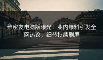 维密友电脑版曝光！业内爆料引发全网热议，细节持续刷屏