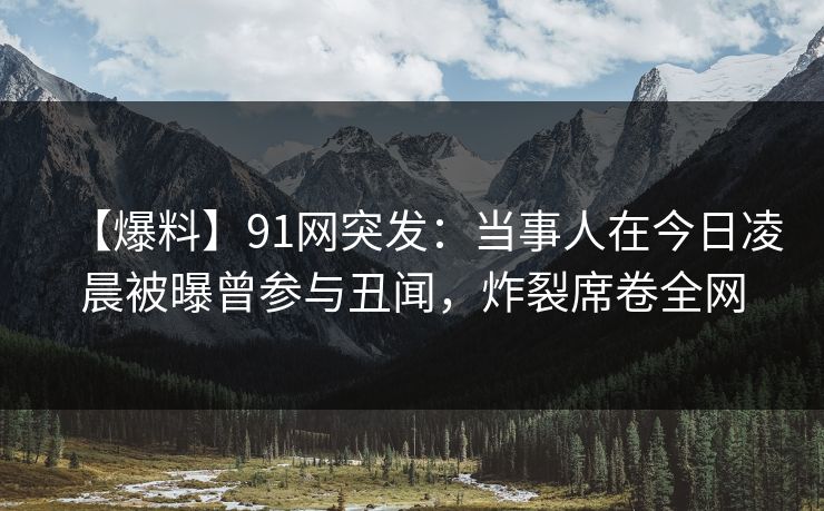 【爆料】91网突发：当事人在今日凌晨被曝曾参与丑闻，炸裂席卷全网