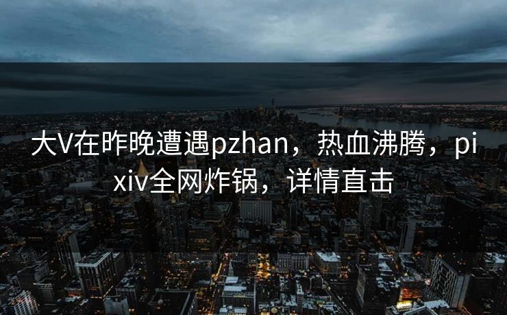 大V在昨晚遭遇pzhan，热血沸腾，pixiv全网炸锅，详情直击