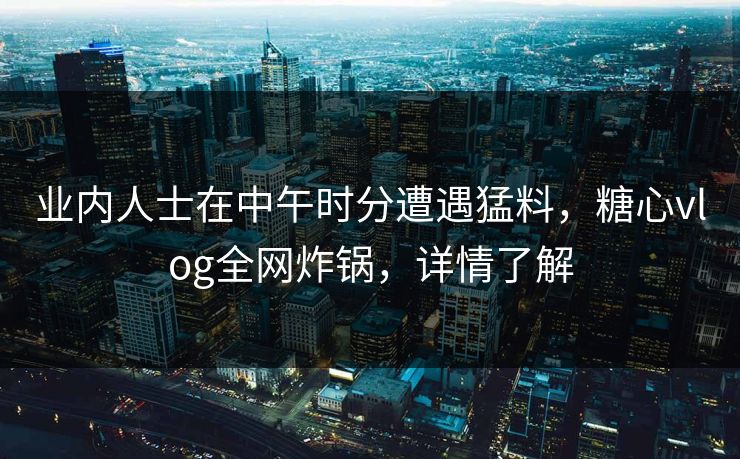 业内人士在中午时分遭遇猛料，糖心vlog全网炸锅，详情了解