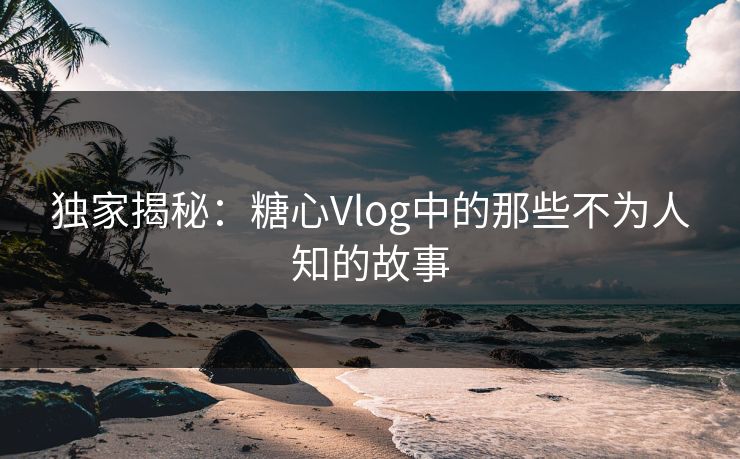 独家揭秘：糖心Vlog中的那些不为人知的故事