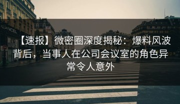 【速报】微密圈深度揭秘：爆料风波背后，当事人在公司会议室的角色异常令人意外