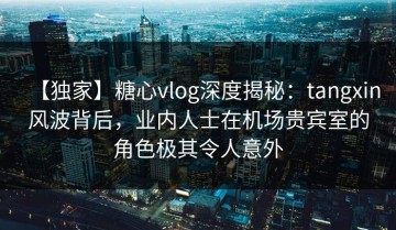 【独家】糖心vlog深度揭秘：tangxin风波背后，业内人士在机场贵宾室的角色极其令人意外