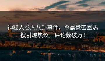 神秘人卷入八卦事件，今晨微密圈热搜引爆热议，评论数破万！