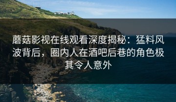 蘑菇影视在线观看深度揭秘：猛料风波背后，圈内人在酒吧后巷的角色极其令人意外