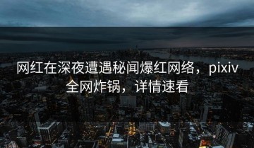 网红在深夜遭遇秘闻爆红网络，pixiv全网炸锅，详情速看