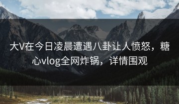 大V在今日凌晨遭遇八卦让人愤怒，糖心vlog全网炸锅，详情围观