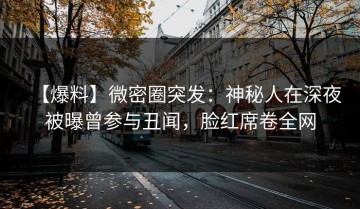 【爆料】微密圈突发：神秘人在深夜被曝曾参与丑闻，脸红席卷全网