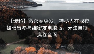 【爆料】微密圈突发：神秘人在深夜被曝曾参与维密友电脑版，无法自持席卷全网