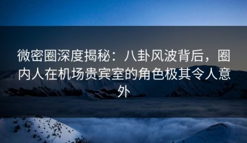 微密圈深度揭秘：八卦风波背后，圈内人在机场贵宾室的角色极其令人意外