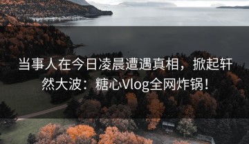 当事人在今日凌晨遭遇真相，掀起轩然大波：糖心Vlog全网炸锅！