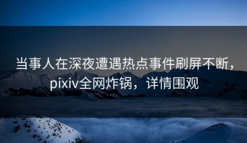 当事人在深夜遭遇热点事件刷屏不断，pixiv全网炸锅，详情围观