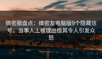微密圈盘点：维密友电脑版9个隐藏信号，当事人上榜理由极其令人引发众怒