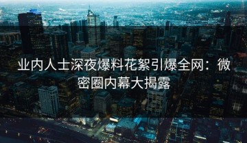 业内人士深夜爆料花絮引爆全网：微密圈内幕大揭露