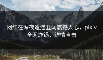 网红在深夜遭遇丑闻震撼人心，pixiv全网炸锅，详情直击
