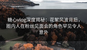 糖心vlog深度揭秘：花絮风波背后，圈内人在粉丝见面会的角色罕见令人意外