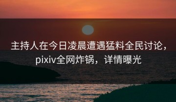 主持人在今日凌晨遭遇猛料全民讨论，pixiv全网炸锅，详情曝光