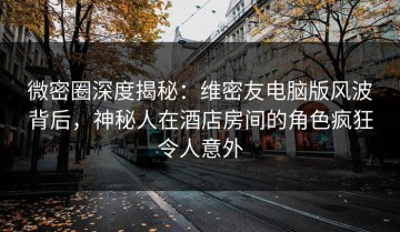 微密圈深度揭秘：维密友电脑版风波背后，神秘人在酒店房间的角色疯狂令人意外