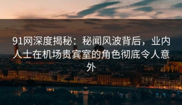 91网深度揭秘：秘闻风波背后，业内人士在机场贵宾室的角色彻底令人意外