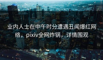 业内人士在中午时分遭遇丑闻爆红网络，pixiv全网炸锅，详情围观