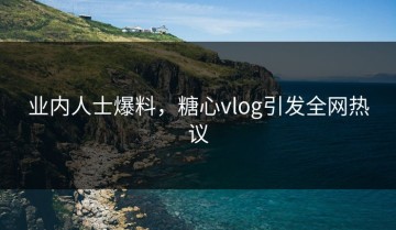 业内人士爆料，糖心vlog引发全网热议