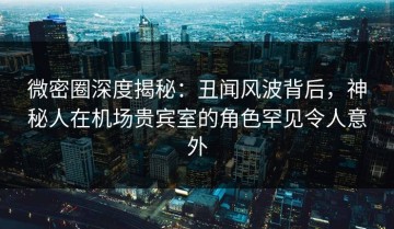 微密圈深度揭秘：丑闻风波背后，神秘人在机场贵宾室的角色罕见令人意外