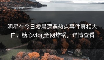 明星在今日凌晨遭遇热点事件真相大白，糖心vlog全网炸锅，详情查看