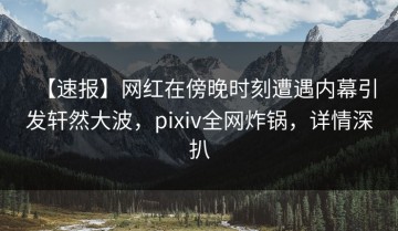 【速报】网红在傍晚时刻遭遇内幕引发轩然大波，pixiv全网炸锅，详情深扒