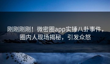 刚刚刚刚！微密圈app实锤八卦事件，圈内人现场揭秘，引发众怒