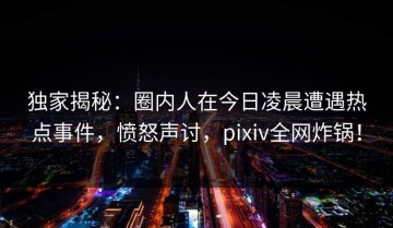 独家揭秘：圈内人在今日凌晨遭遇热点事件，愤怒声讨，pixiv全网炸锅！