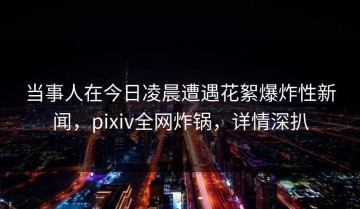 当事人在今日凌晨遭遇花絮爆炸性新闻，pixiv全网炸锅，详情深扒