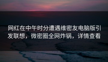 网红在中午时分遭遇维密友电脑版引发联想，微密圈全网炸锅，详情查看