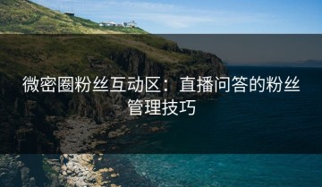 微密圈粉丝互动区：直播问答的粉丝管理技巧
