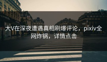 大V在深夜遭遇真相刷爆评论，pixiv全网炸锅，详情点击