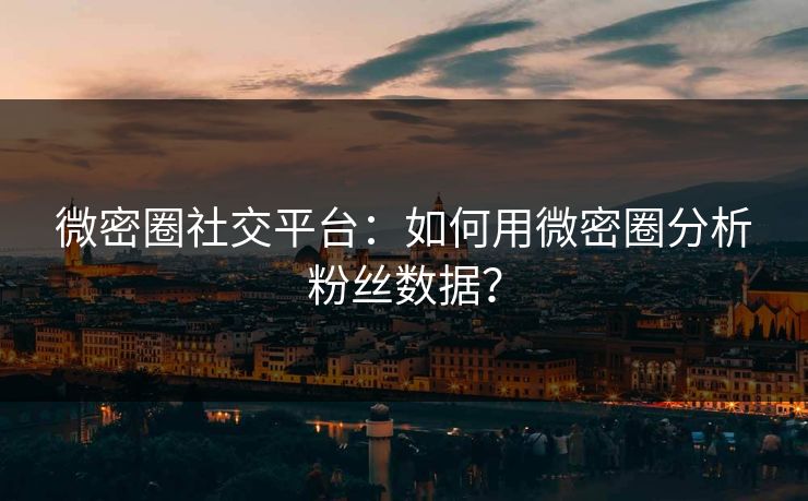 微密圈社交平台：如何用微密圈分析粉丝数据？