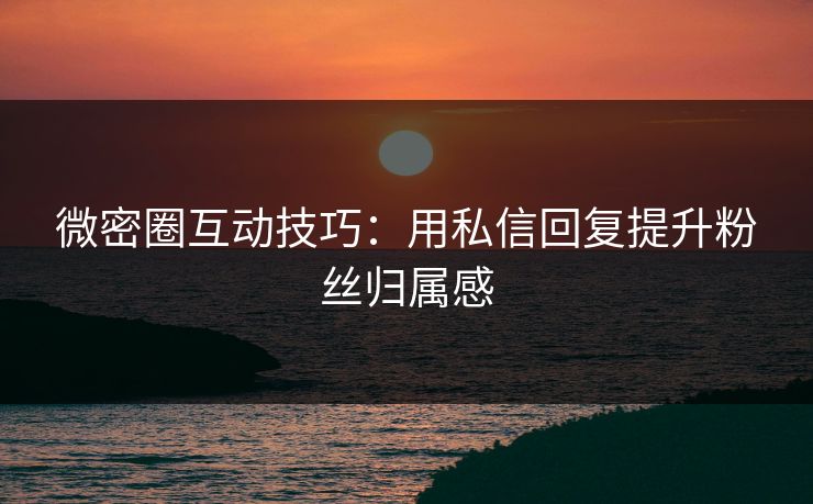 微密圈互动技巧：用私信回复提升粉丝归属感