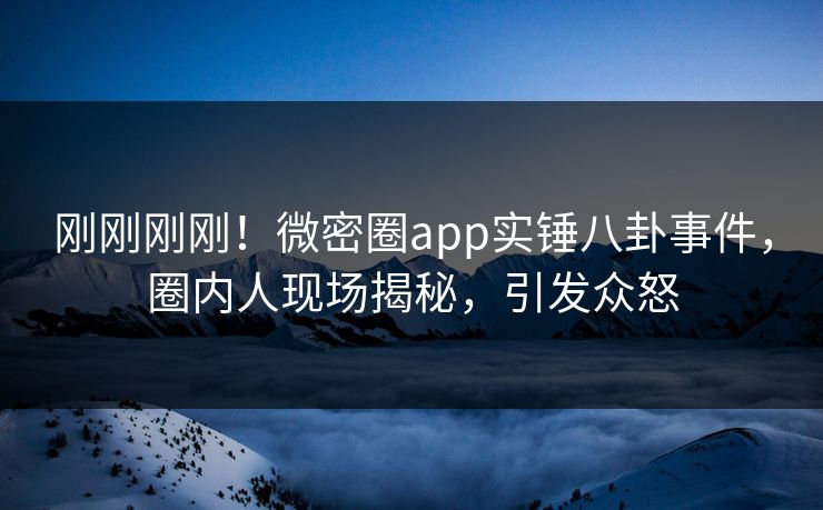 刚刚刚刚！微密圈app实锤八卦事件，圈内人现场揭秘，引发众怒