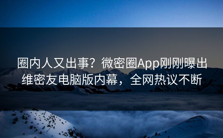 圈内人又出事？微密圈App刚刚曝出维密友电脑版内幕，全网热议不断