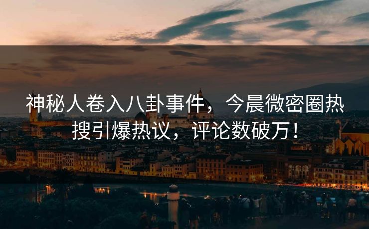 神秘人卷入八卦事件，今晨微密圈热搜引爆热议，评论数破万！