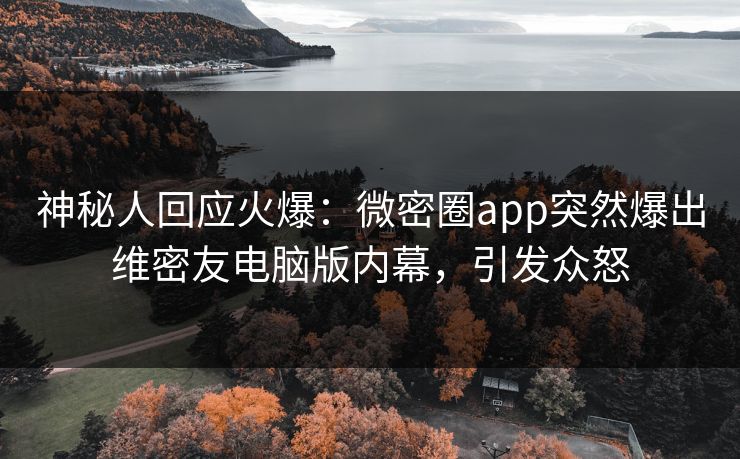 神秘人回应火爆：微密圈app突然爆出维密友电脑版内幕，引发众怒