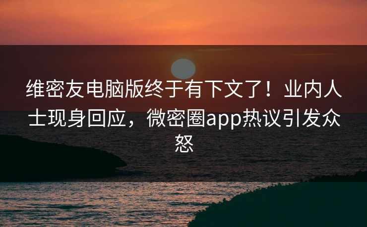 维密友电脑版终于有下文了！业内人士现身回应，微密圈app热议引发众怒