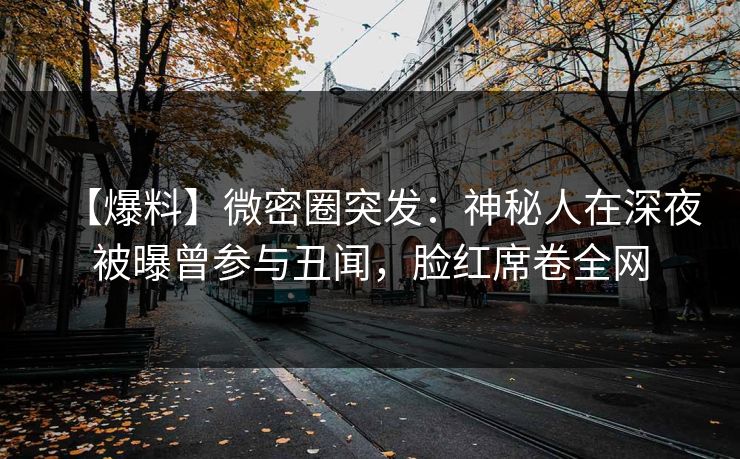 【爆料】微密圈突发：神秘人在深夜被曝曾参与丑闻，脸红席卷全网