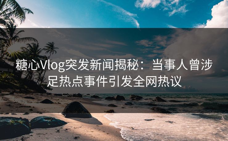 糖心Vlog突发新闻揭秘：当事人曾涉足热点事件引发全网热议