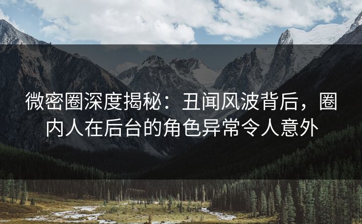 微密圈深度揭秘：丑闻风波背后，圈内人在后台的角色异常令人意外