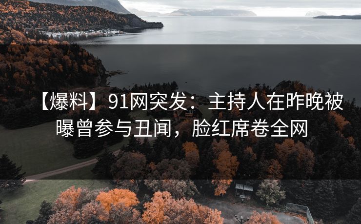 【爆料】91网突发：主持人在昨晚被曝曾参与丑闻，脸红席卷全网