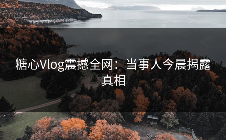 糖心Vlog震撼全网：当事人今晨揭露真相