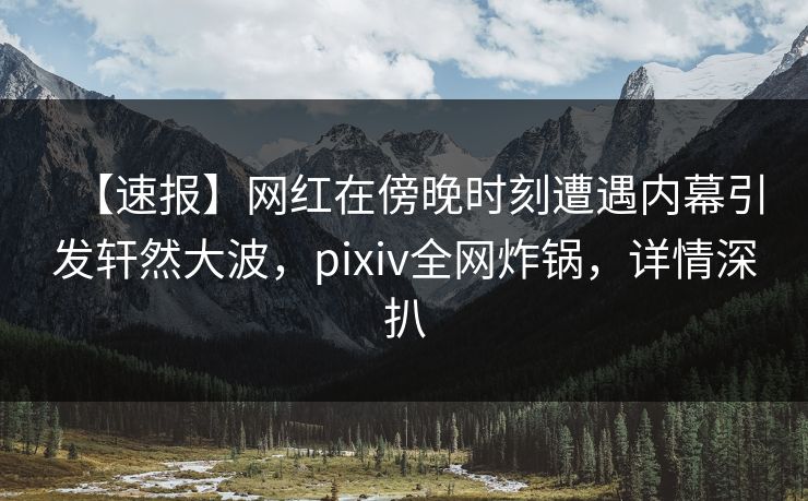 【速报】网红在傍晚时刻遭遇内幕引发轩然大波，pixiv全网炸锅，详情深扒
