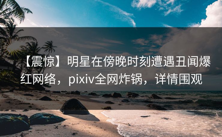 【震惊】明星在傍晚时刻遭遇丑闻爆红网络，pixiv全网炸锅，详情围观