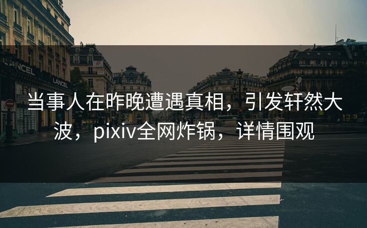 当事人在昨晚遭遇真相，引发轩然大波，pixiv全网炸锅，详情围观